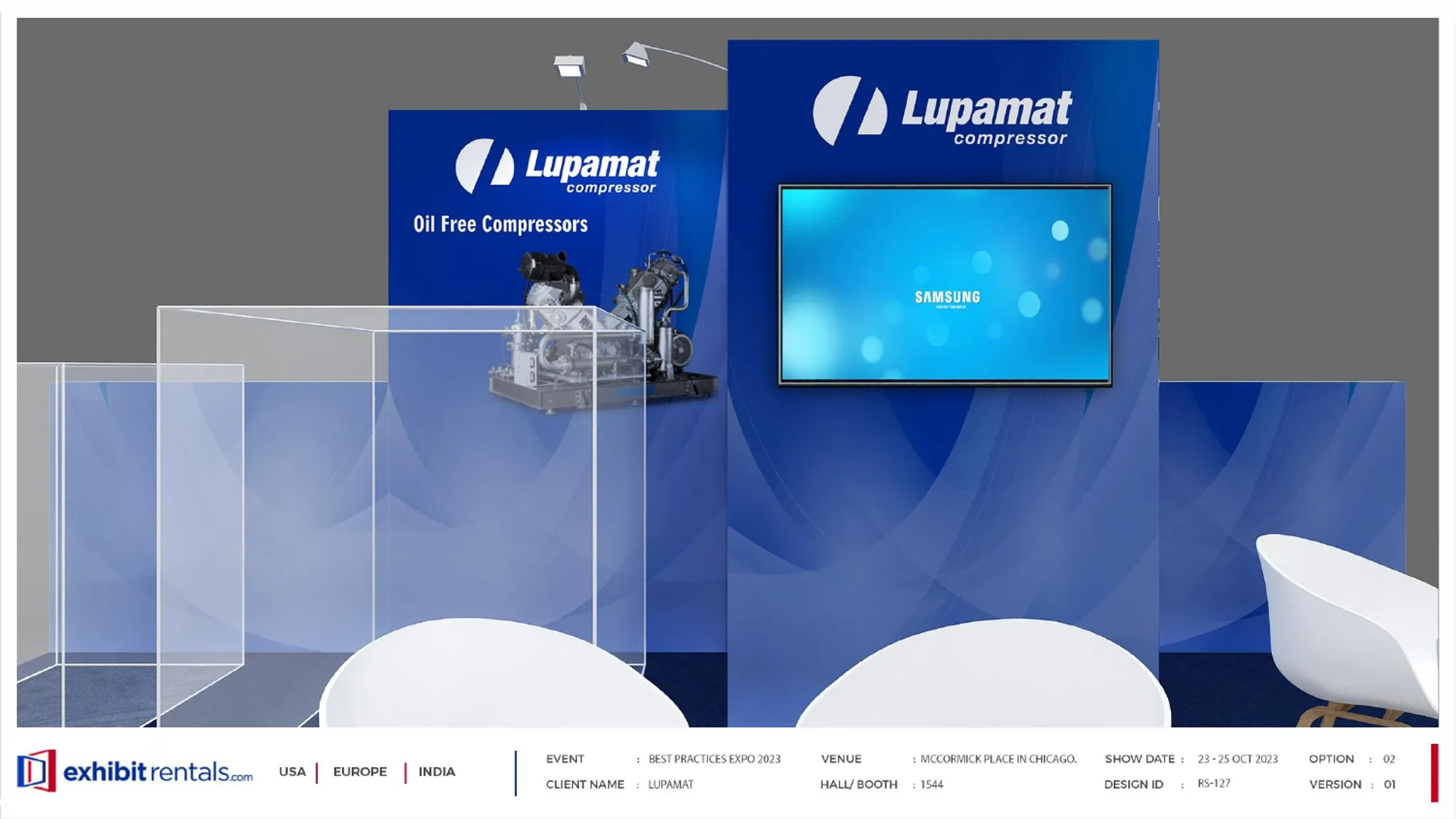40x40 Peninsula booth design by Exhibit-Rentals